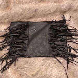 Black Fringe Cosmetic Bag/Clutch